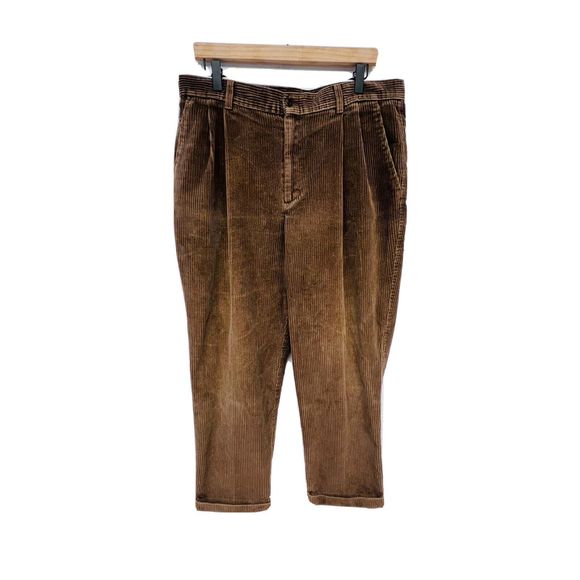 Vintage Brown Corduroy 36x30 Pants Relaxed Baggy Loose 90's Tag 36x32 USA - Picture 1 of 10